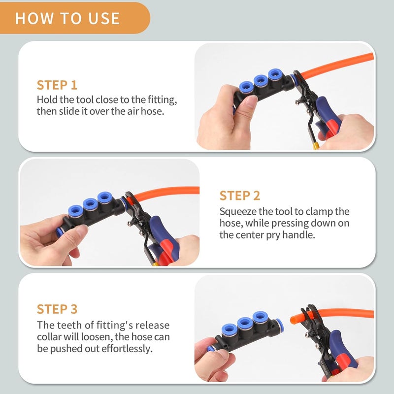 PLANEKO Air Line Pliers Push to Connect Fitting Disconnect Tool for 3/8" 1/2" Pneumatic Hose Quick Connect Fittings Removing Air Line Removal Tool Hose Release Pliers for 10mm 12mm Push Fit Connector - Image 3